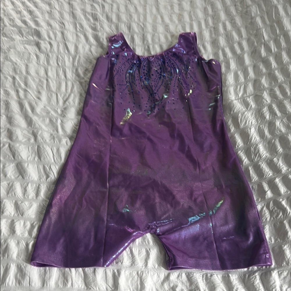 Shimmering Purple gymnastics dance shorts leotard